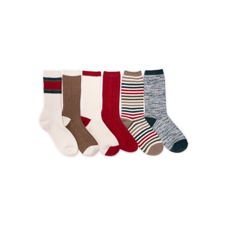 MUK LUKS Women's Fluffy Dream Crew Boot Socks, 6-Pack, OSFM