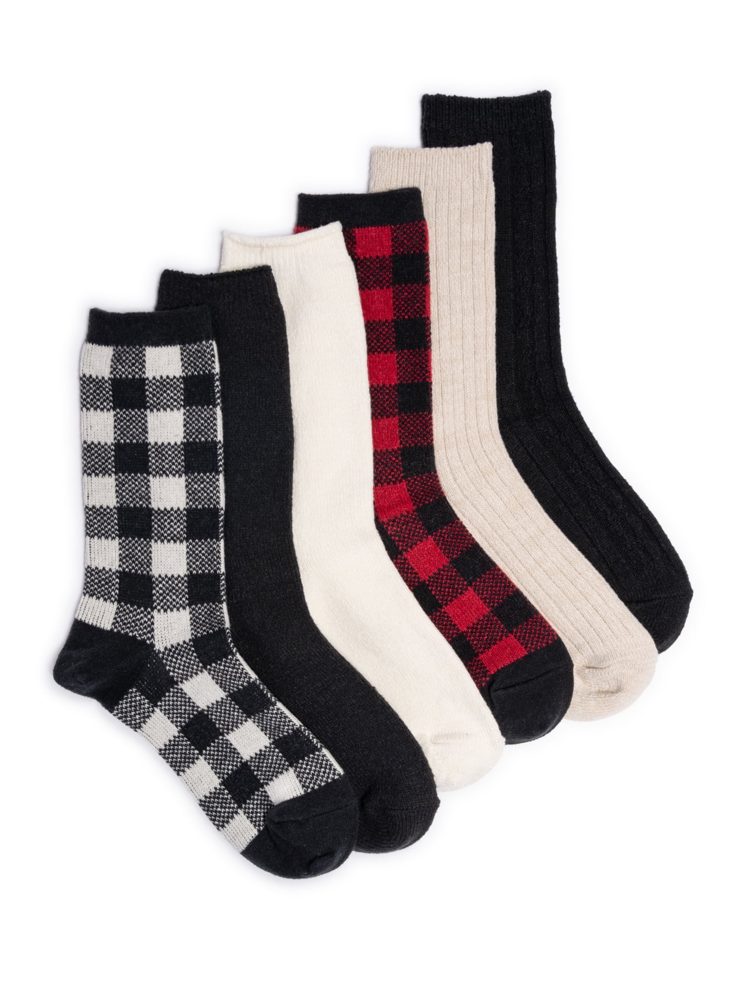 MUK LUKS Women's Fluffy Dream Crew Socks, 6-Pack, One Size