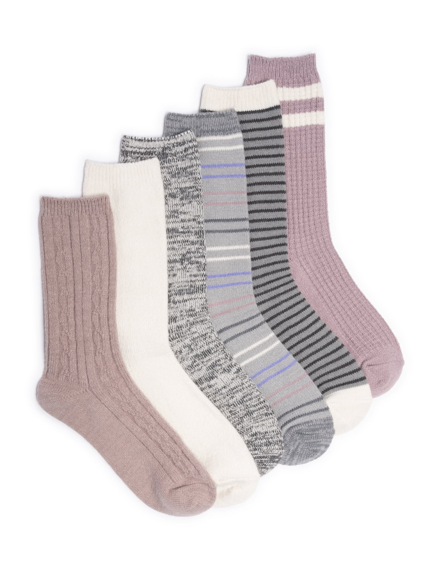 MUK LUKS Women's Fluffy Dream Crew Socks, 6-Pack, One Size