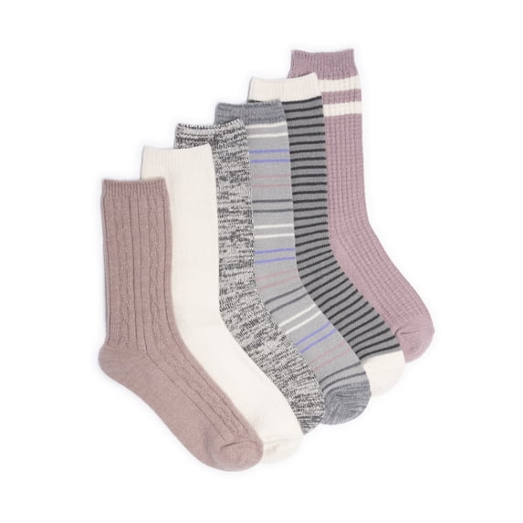 MUK LUKS Women's Fluffy Dream Crew Socks, 6-Pack, One Size