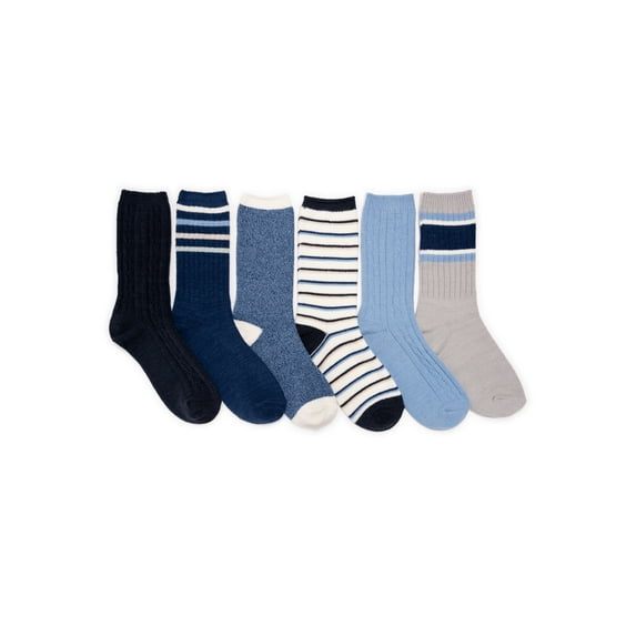 MUK LUKS Women's Fluffy Dream Crew Boot Socks, 6-Pack, OSFM