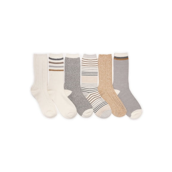 MUK LUKS Women's Fluffy Dream Crew Boot Socks, 6-Pack, OSFM