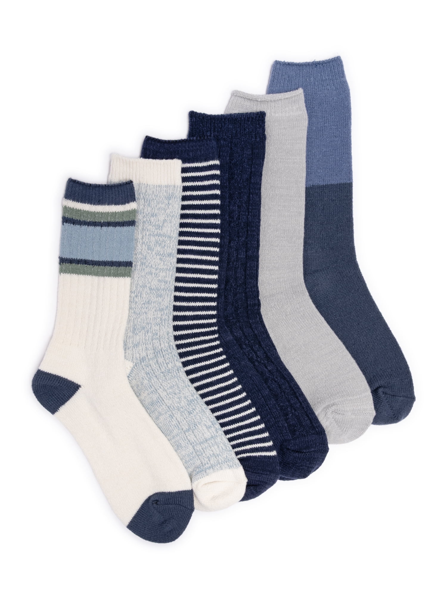MUK LUKS Women's Fluffy Dream Crew Socks, 6-Pack, One Size