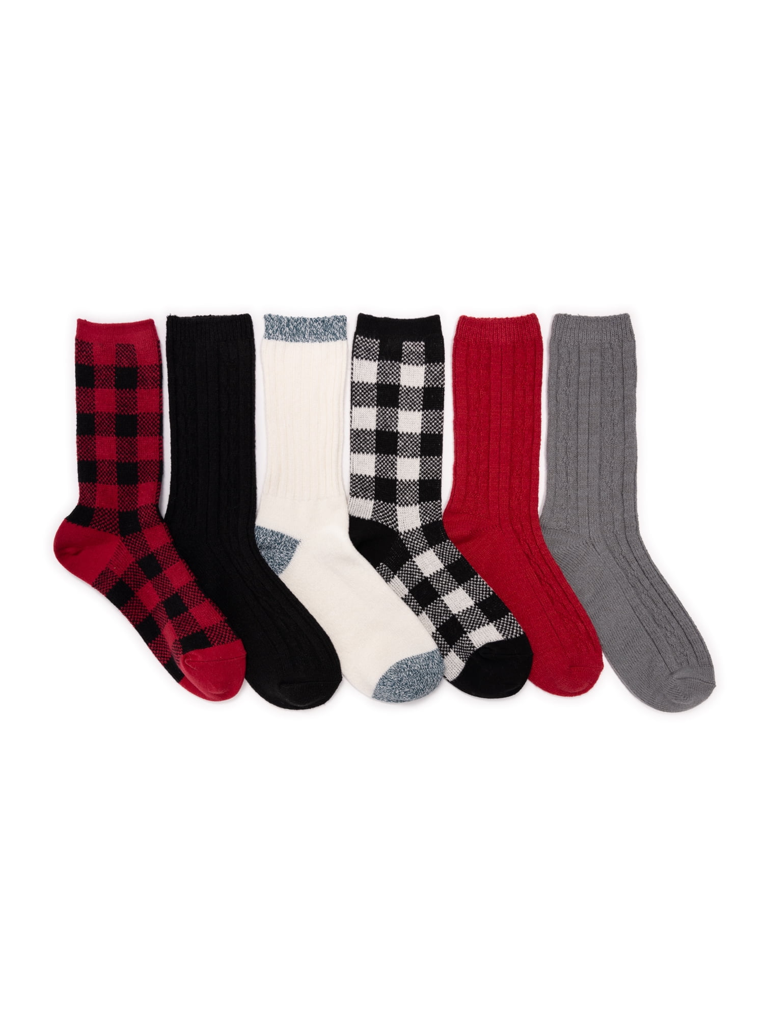 MUK LUKS Women s Fluffy Dream Crew Boot Socks 6 Pack OSFM