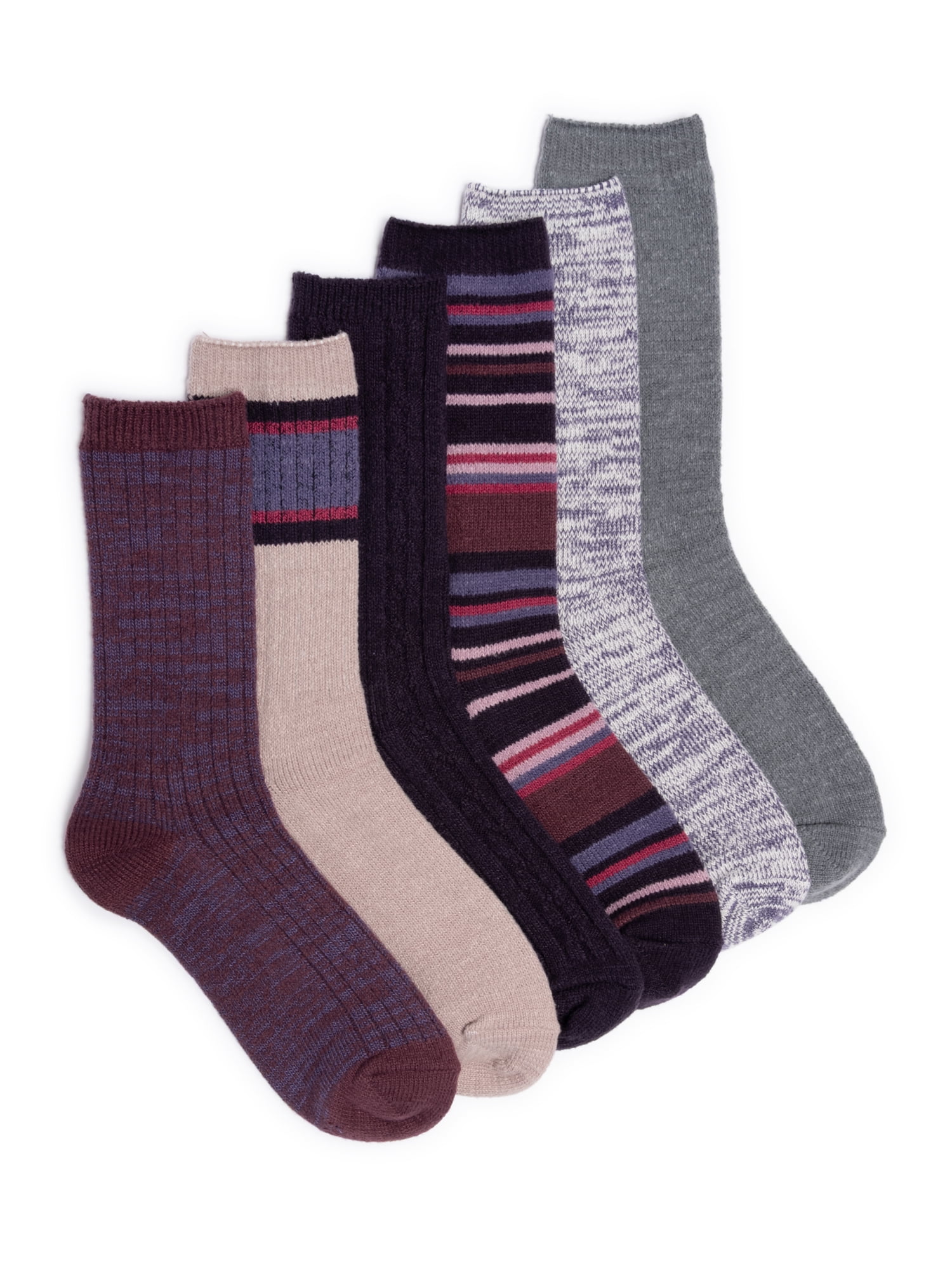 MUK LUKS Women's Fluffy Dream Crew Socks, 6-Pack, One Size