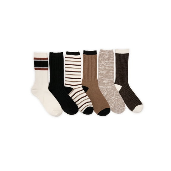 MUK LUKS Women's Fluffy Dream Crew Boot Socks, 6-Pack, OSFM