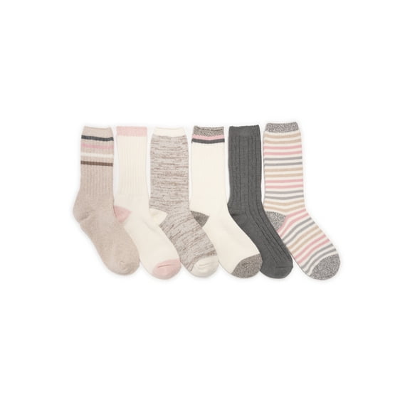 MUK LUKS Women's Fluffy Dream Crew Boot Socks, 6-Pack, OSFM