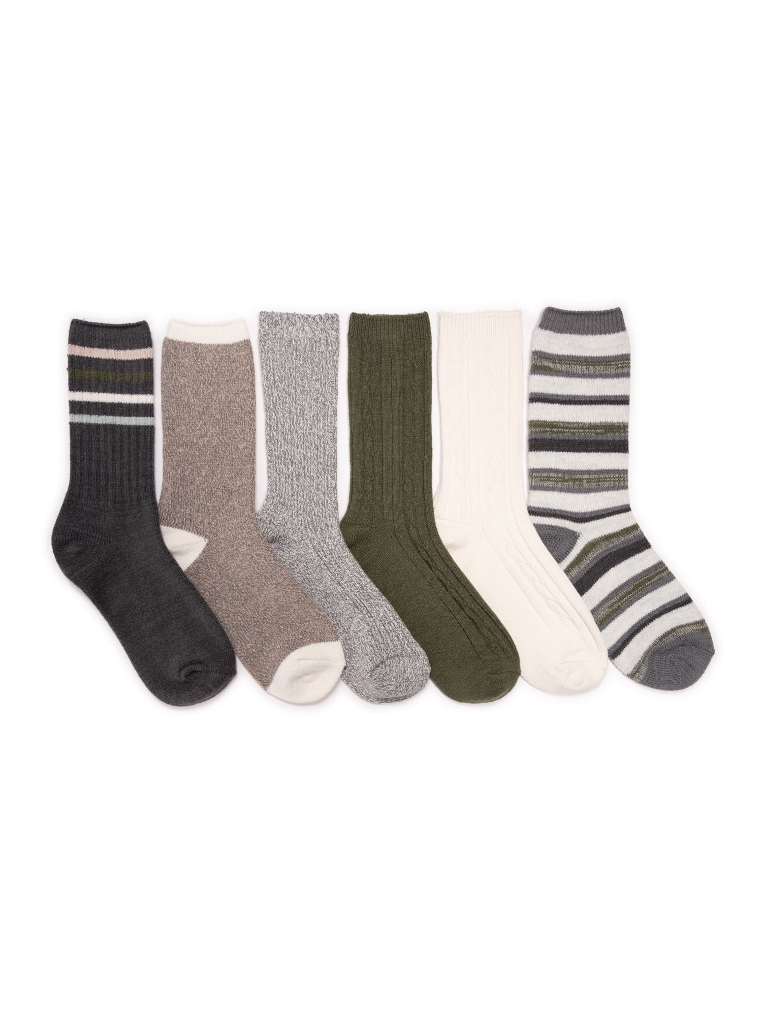 MUK LUKS Women's Fluffy Dream Crew Boot Socks, 6-Pack, OSFM