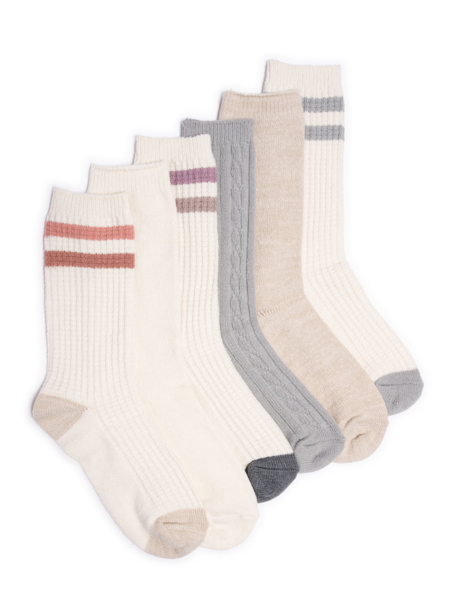 MUK LUKS Women's Fluffy Dream Crew Socks, 6-Pack, One Size