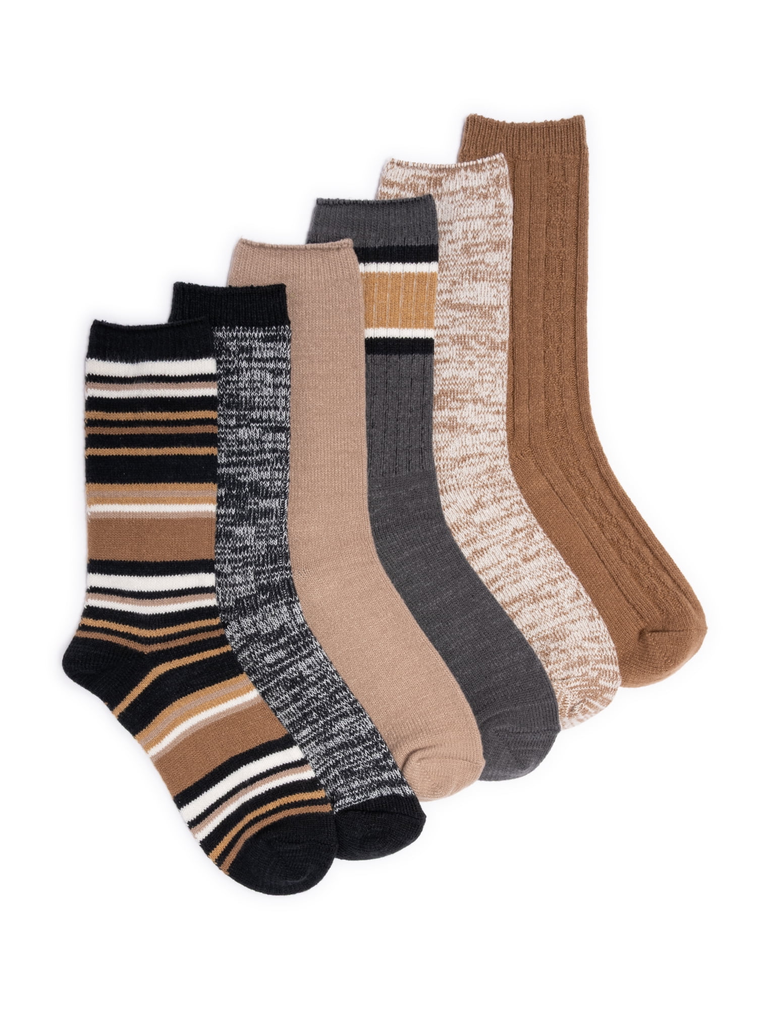 MUK LUKS Women's Fluffy Dream Crew Socks, 6-Pack, One Size