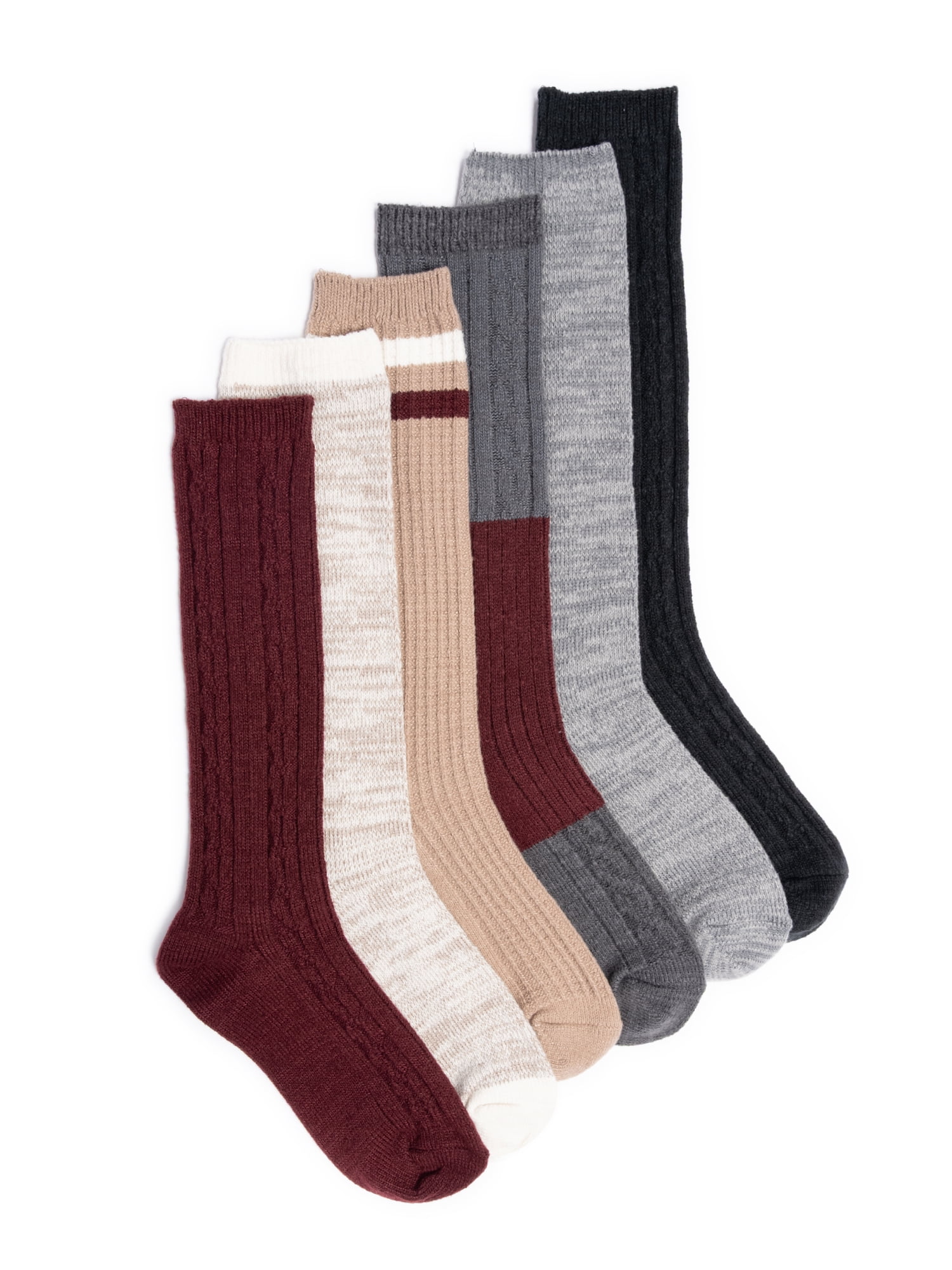 MUK LUKS Women's Fluffy Dream Tall Boot Socks, 6-Pack, OSFM