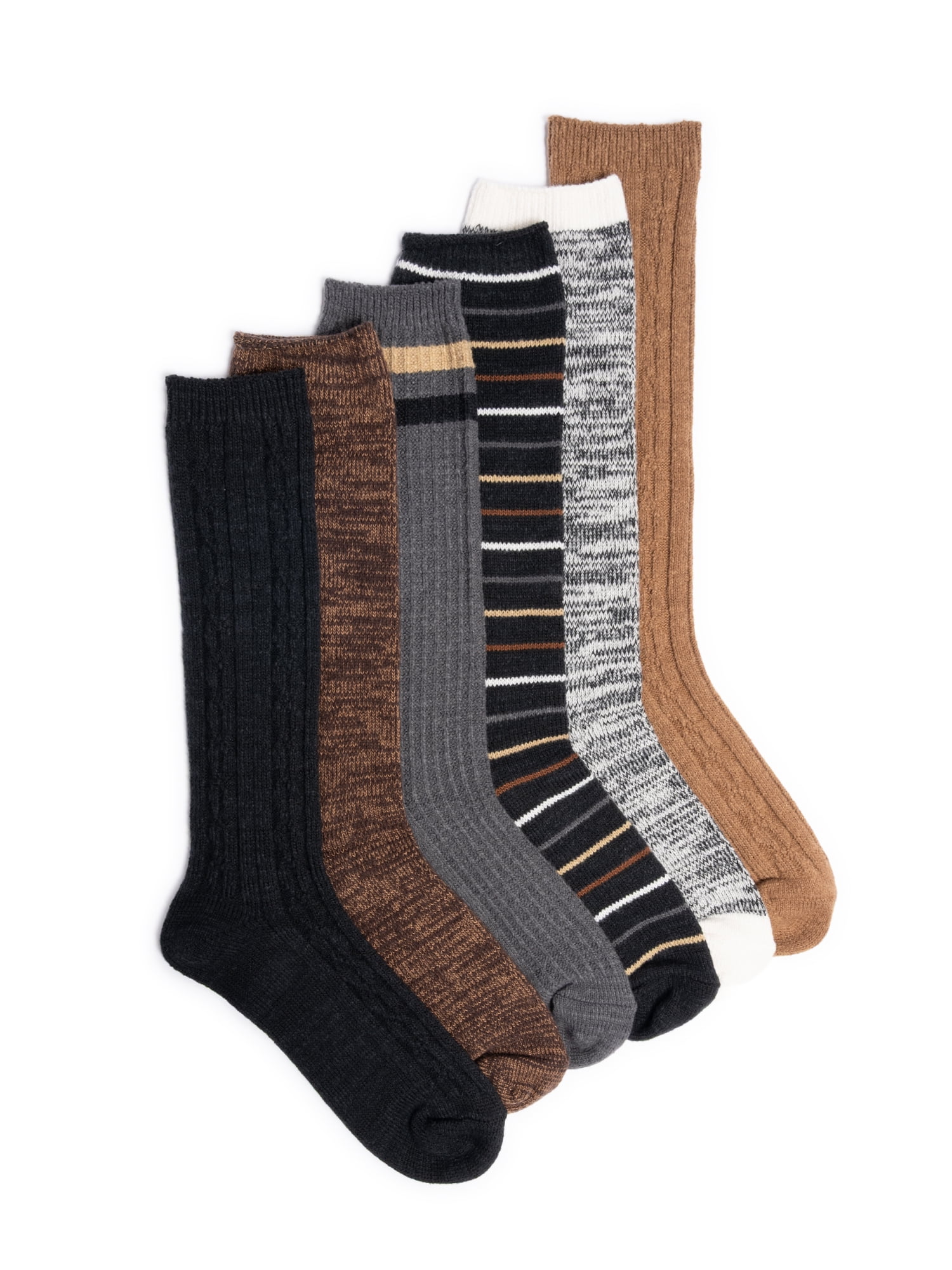 MUK LUKS Women's Fluffy Dream Tall Boot Socks, 6-Pack, OSFM