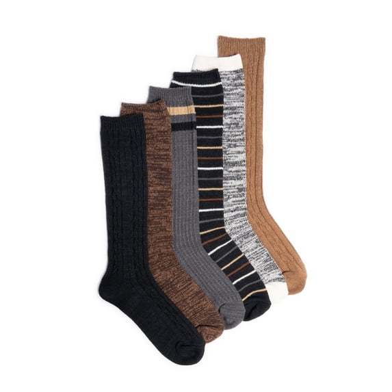 MUK LUKS Women's Fluffy Dream Tall Boot Socks, 6-Pack, OSFM