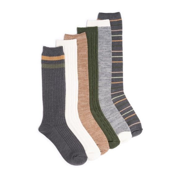 MUK LUKS Women's Fluffy Dream Tall Boot Socks, 6-Pack, OSFM