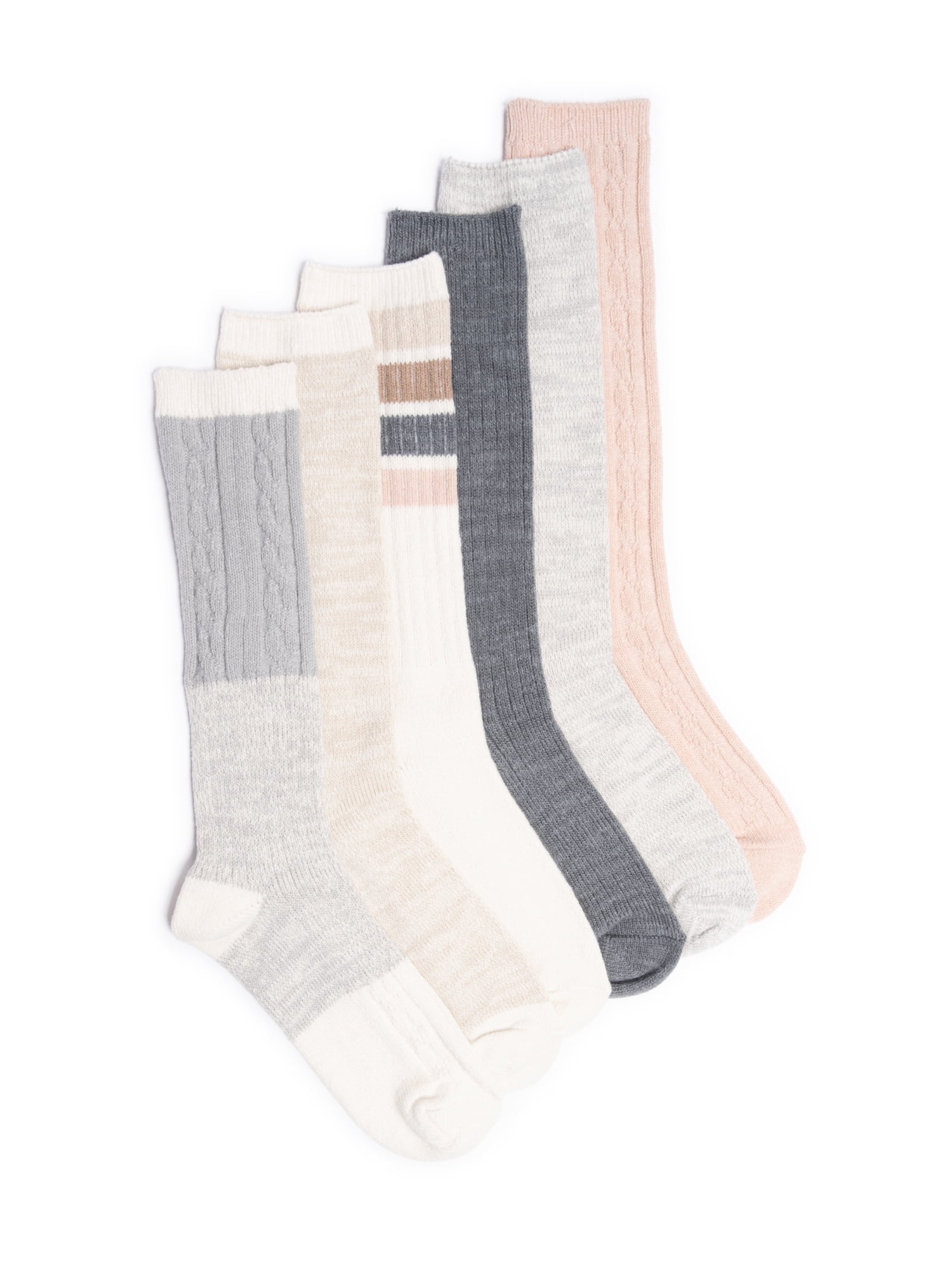 MUK LUKS Women's Fluffy Dream Tall Boot Socks, 6-Pack, OSFM