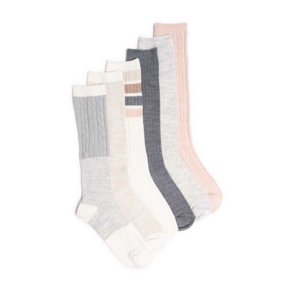MUK LUKS Women's Fluffy Dream Tall Boot Socks, 6-Pack, OSFM
