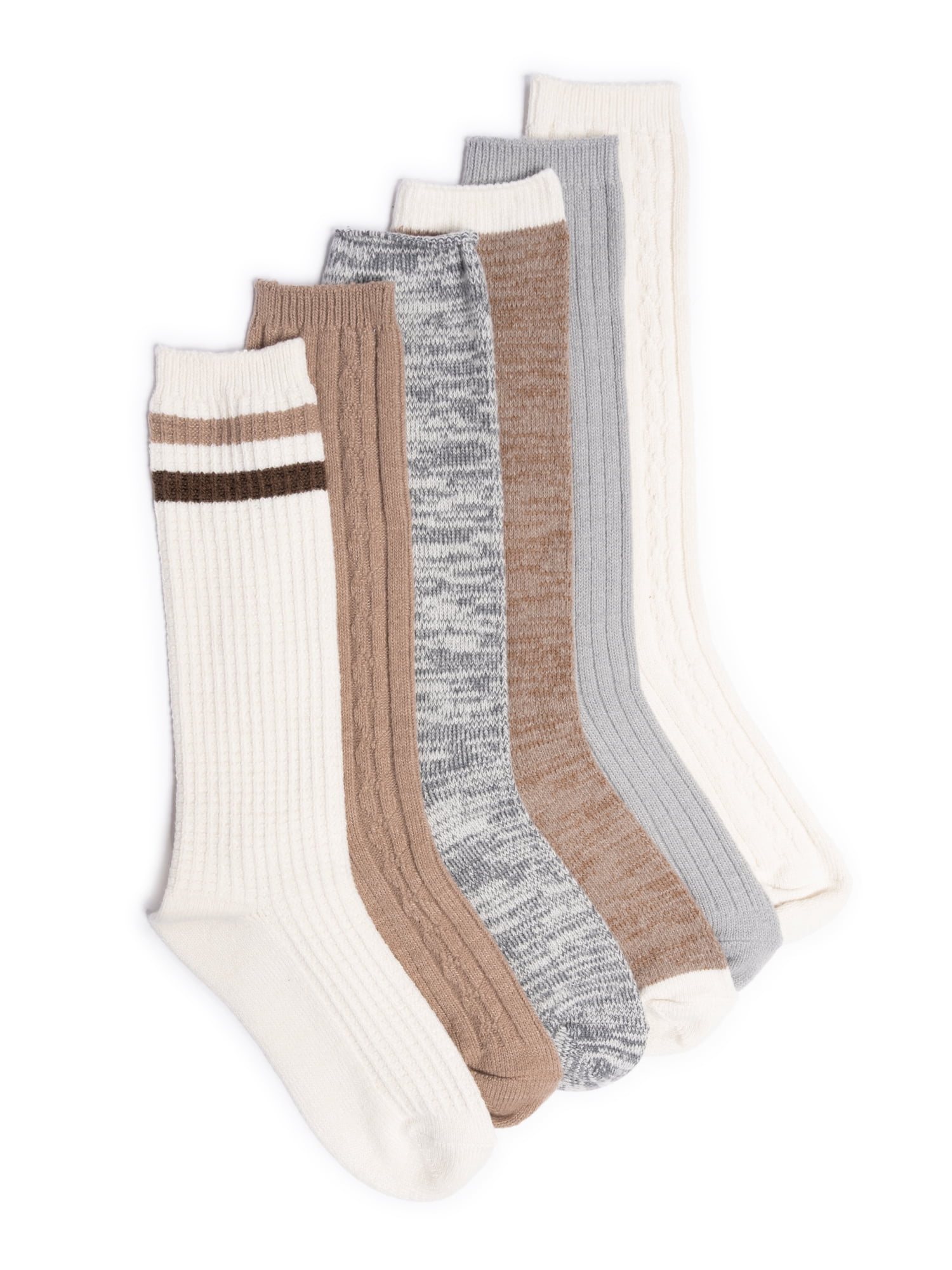 MUK LUKS Women's Fluffy Dream Tall Boot Socks, 6-Pack, OSFM