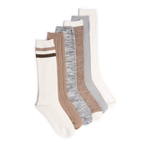MUK LUKS Women's Fluffy Dream Tall Boot Socks, 6-Pack, OSFM