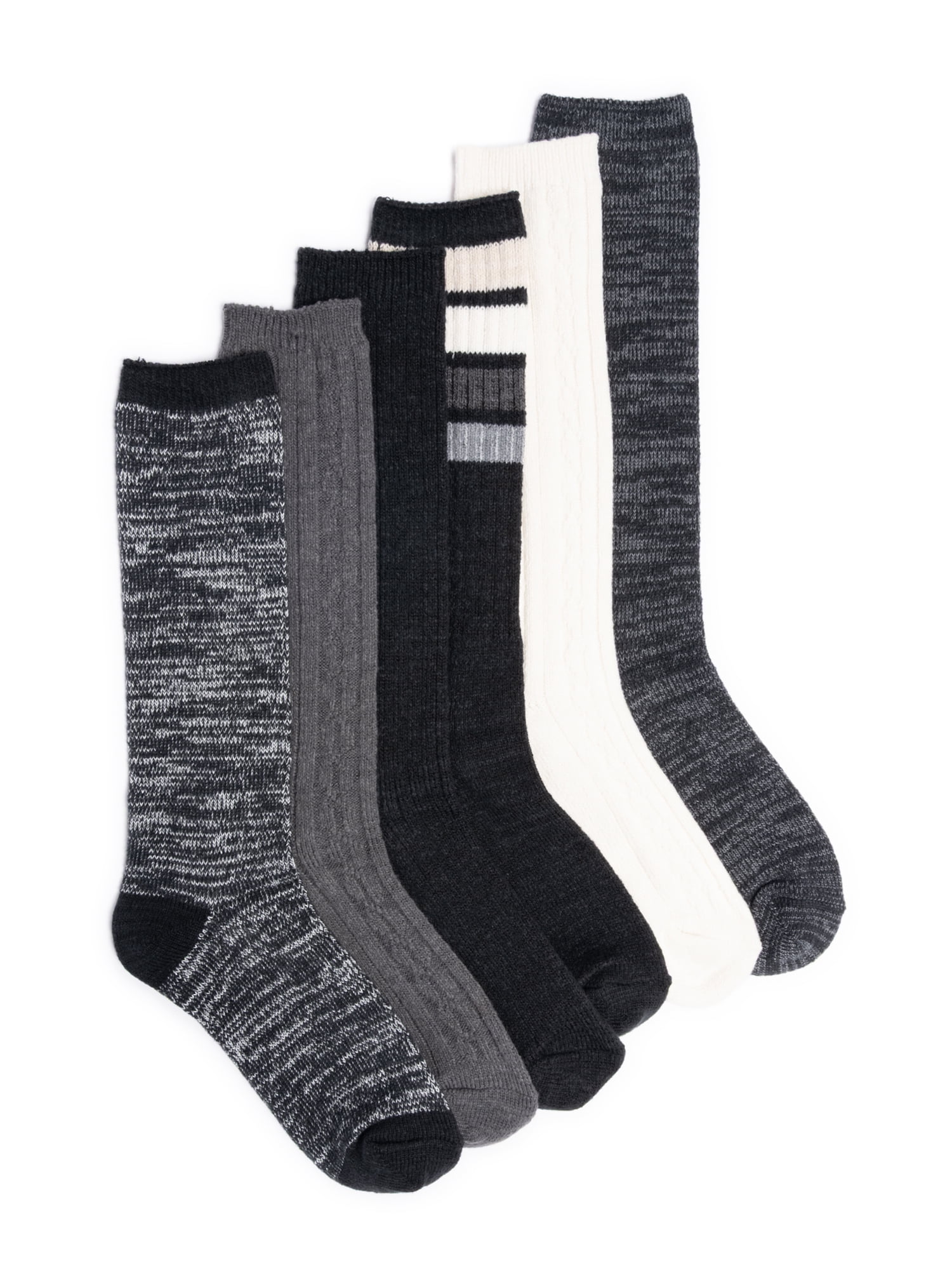 MUK LUKS Women's Fluffy Dream Tall Boot Socks, 6-Pack, OSFM