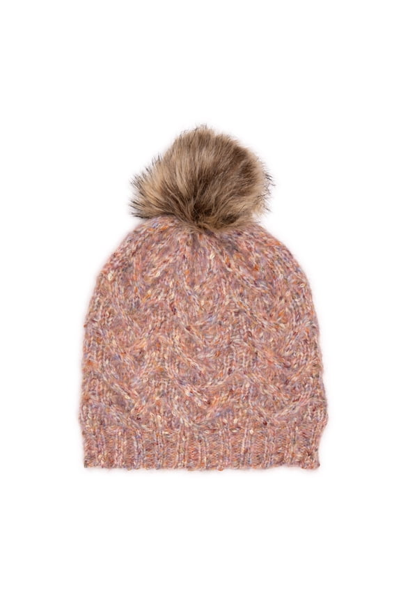 Women's Fuzzy Space Dye Cable Hat