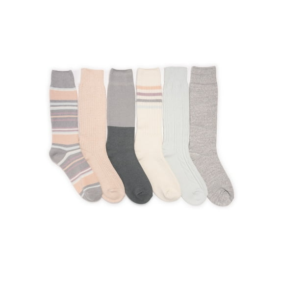 MUK LUKS Women's Mid-Calf Tall Boot Socks, 6-Pack, Fits Shoe Sizes 6-11