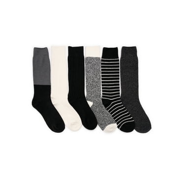 MUK LUKS Women's Mid-Calf Tall Boot Socks, 6-Pack, Fits Shoe Sizes 6-11