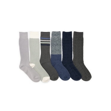 MUK LUKS Women's Mid-Calf Tall Boot Socks, 6-Pack, Fits Shoe Sizes 6-11