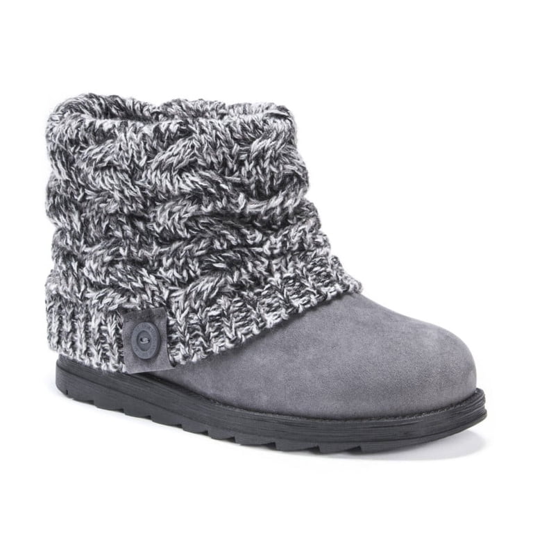 MUK LUKS Women's Nikki Boots - Faux Suede Belt Wrap Fashion Boots, Knit Detail, Pull-On