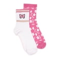 thumbnail image 1 of MUK LUKS Women's Nylon Quarter Crew Compression Socks, 2-Pack, Shoe Sizes 6-10, 1 of 6