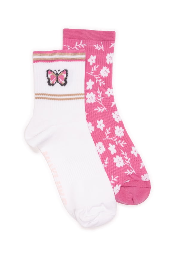 Women's Nylon Quarter Crew Compression Socks, 2-Pack, Shoe Sizes 6-10