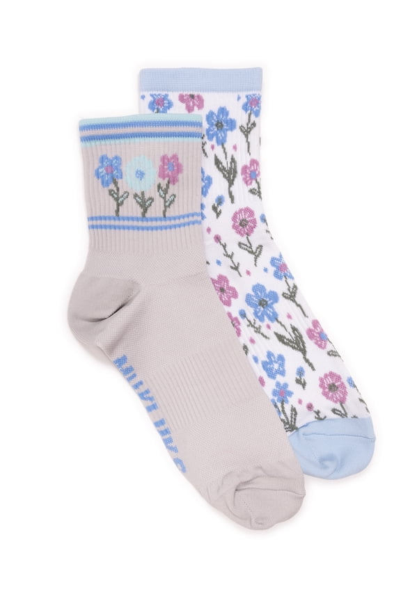 Women's Nylon Quarter Crew Compression Socks, 2-Pack, Shoe Sizes 6-10