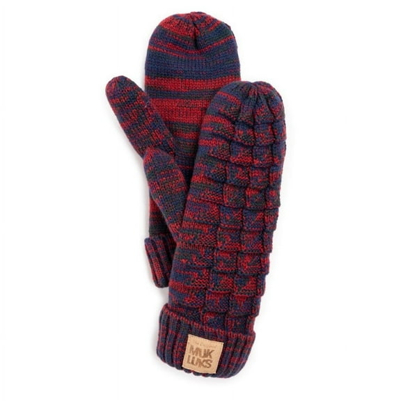 MUK LUKS Women's Patch Pom Mittens, Liberty Blue, OS