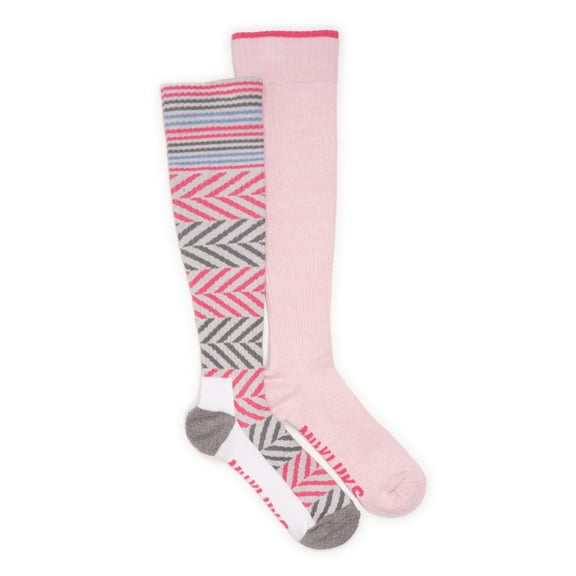 MUK LUKS Women's Regular Width Compression Cotton Knee-High Socks, 2-Pack, Shoe Size 6-10