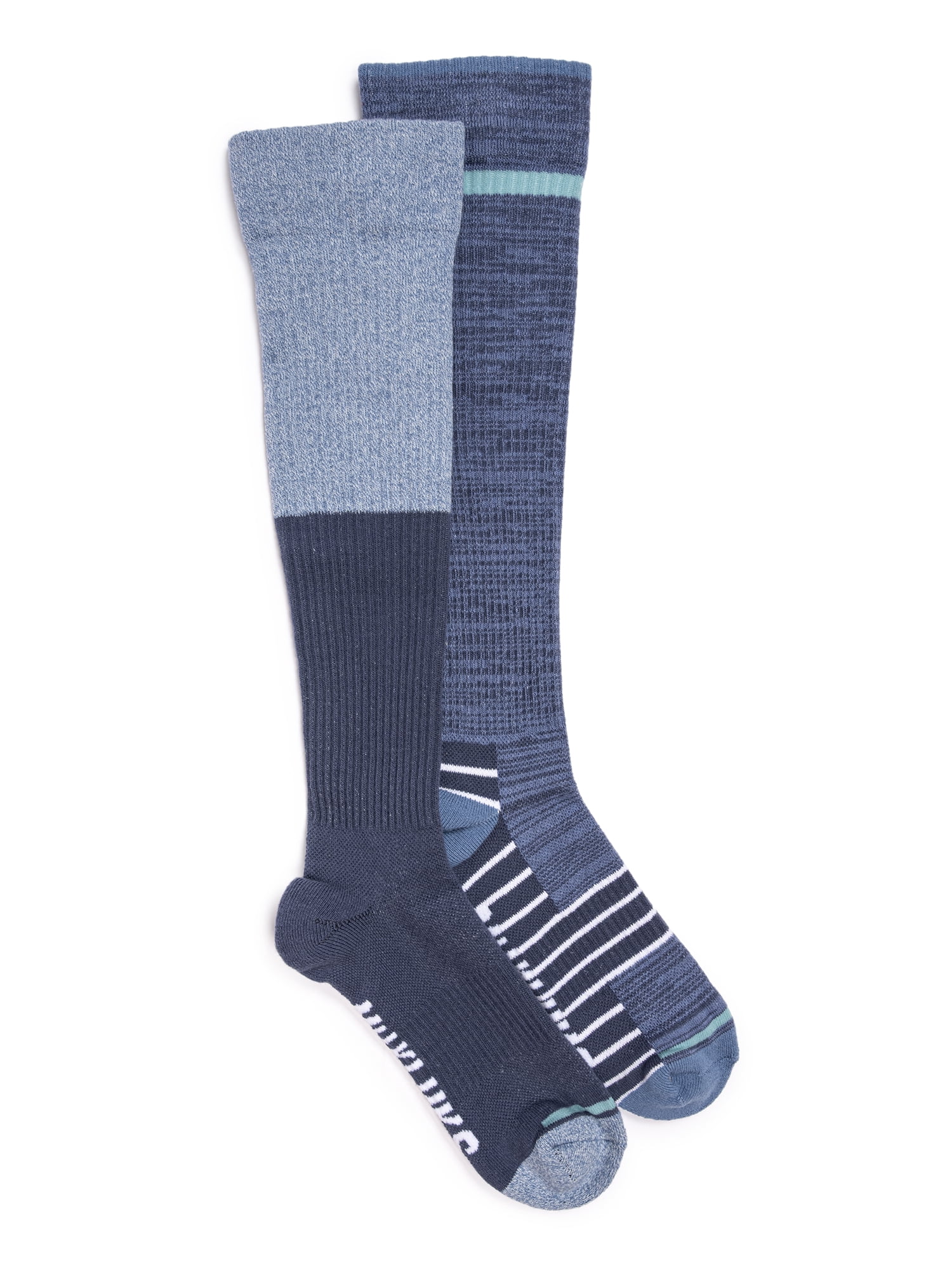 MUK LUKS Women's Wide Width Compression Cotton Knee-High Socks, 2-Pack, Shoe Sizes 6-10