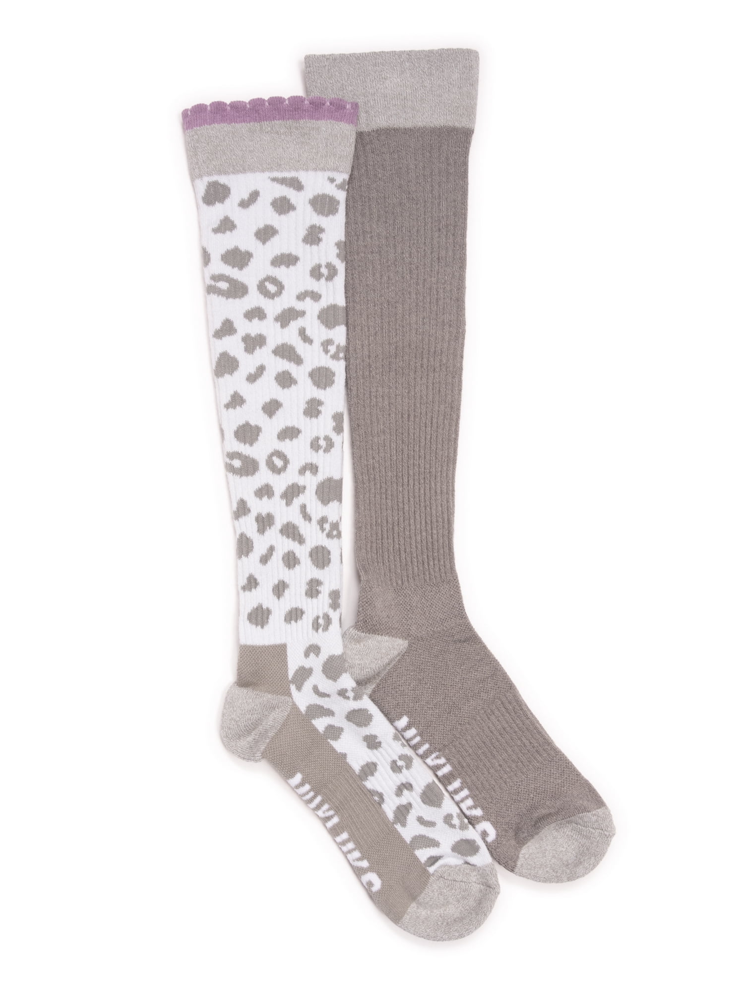 MUK LUKS Women's Regular Width Compression Cotton Knee-High Socks, 2-Pack, Shoe Sizes 6-10