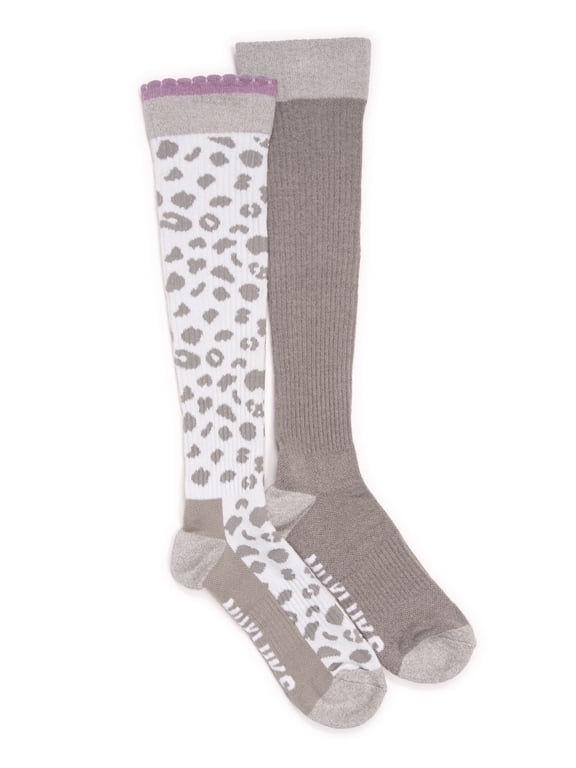 Women's Regular Width Compression Cotton Knee-High Socks, 2-Pack, Shoe Sizes 6-10