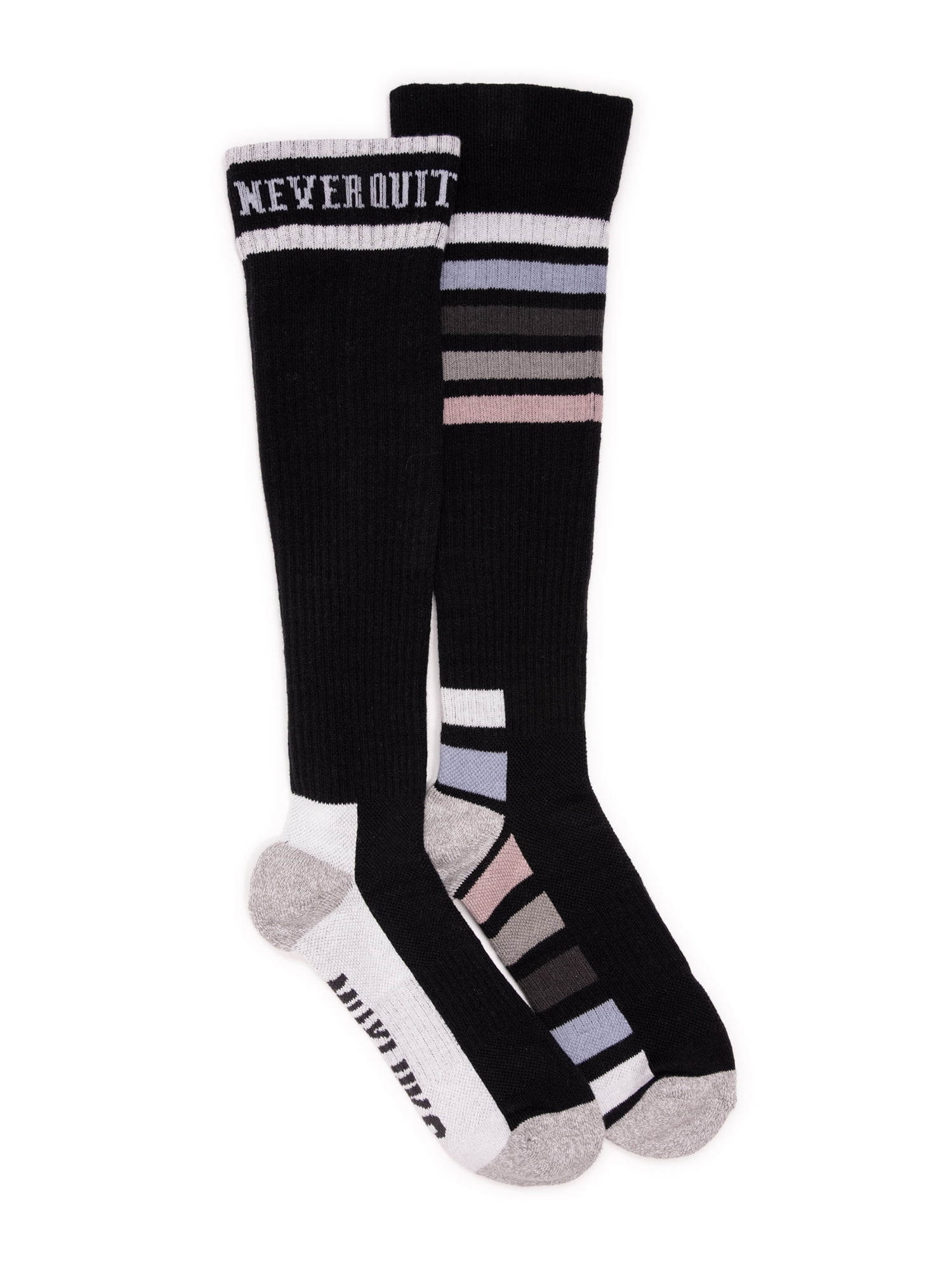 MUK LUKS Women's Regular Width Compression Cotton Knee-High Socks, 2-Pack, Shoe Sizes 6-10