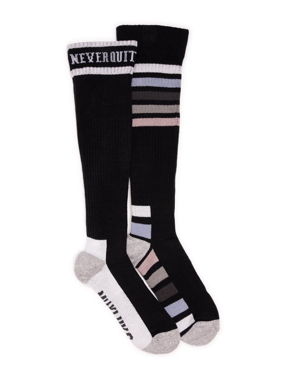 Women's Regular Width Compression Cotton Knee-High Socks, 2-Pack, Shoe Sizes 6-10