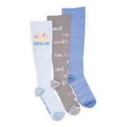 MUK LUKS Women's Regular Width Compression Nylon Knee-High Socks, 3-Pack, Shoe Size 6-10
