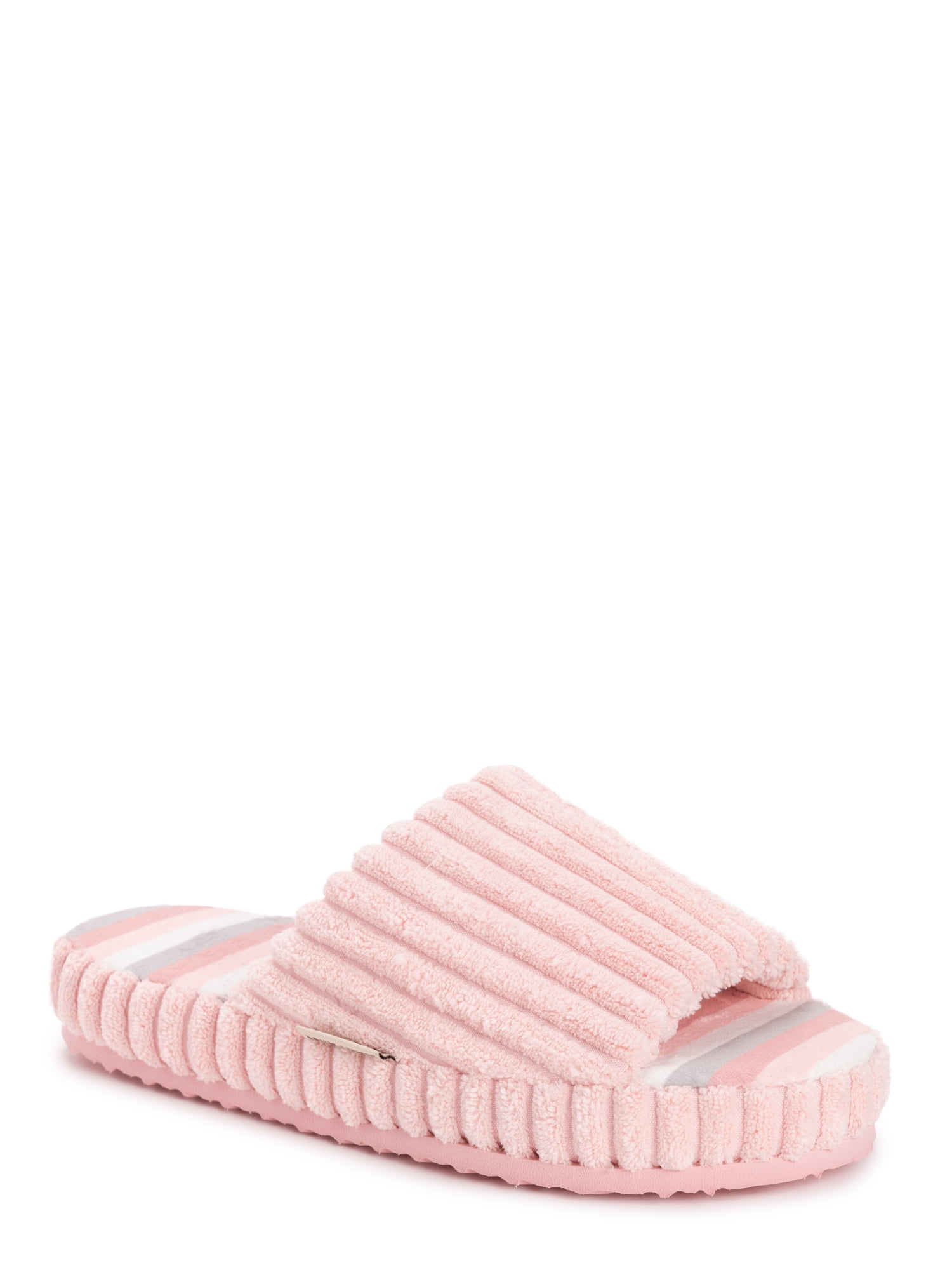 MUK LUKS Women's Ribbed Terry Pool Slide Scuff Slipper