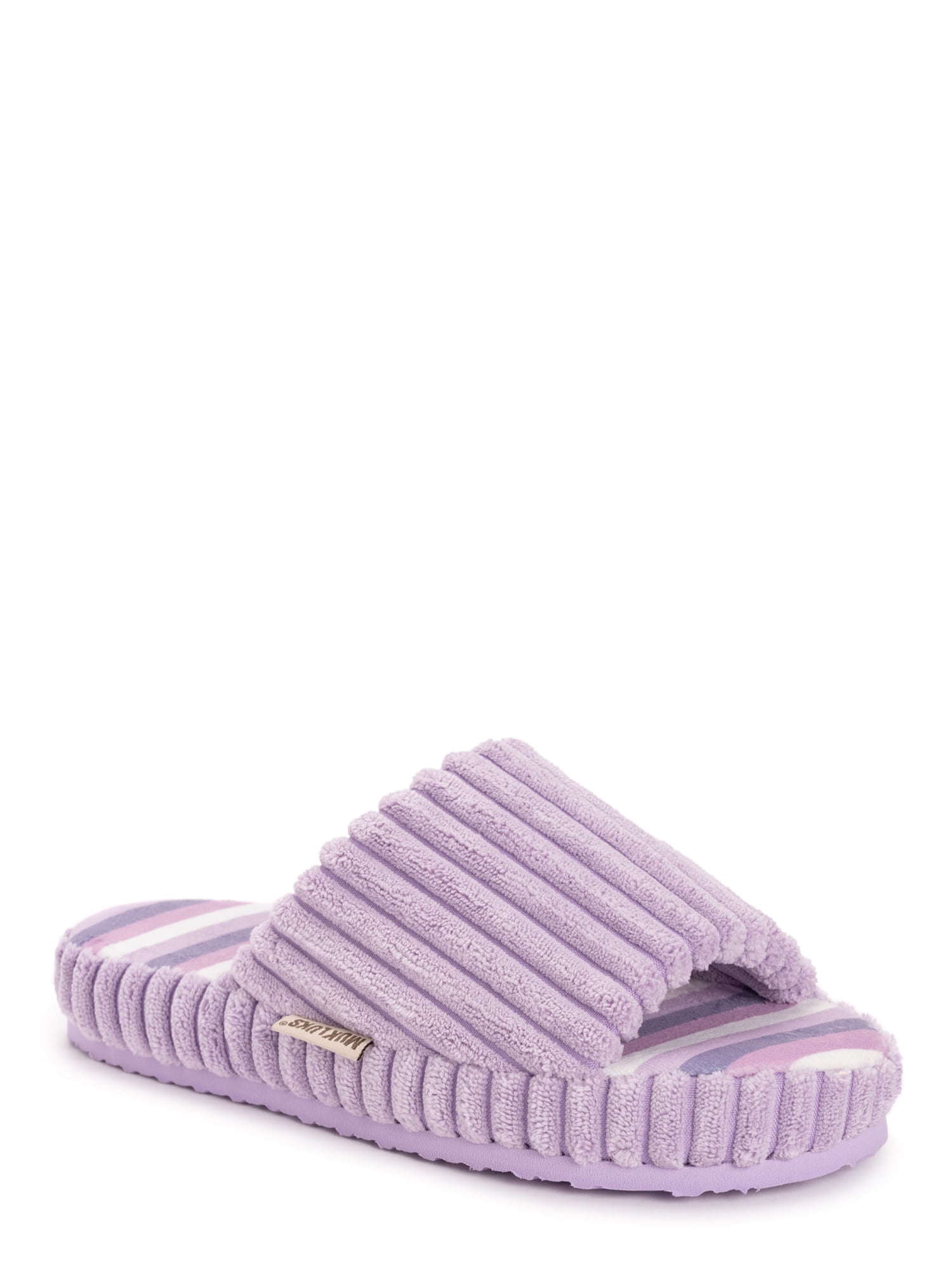 MUK LUKS Women's Ribbed Terry Pool Slide Scuff Slippers