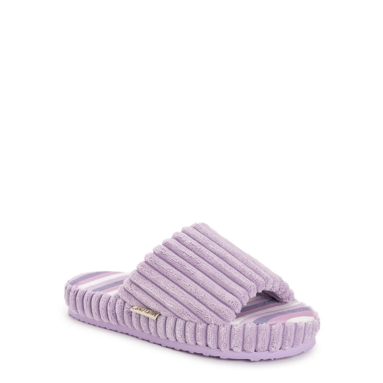 MUK LUKS Women's Ribbed Terry Pool Slide Scuff Slippers