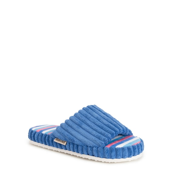 MUK LUKS Women's Ribbed Terry Pool Slide Scuff Slippers, Sizes 6-11