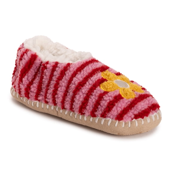 MUK LUKS Women's Shearling Ballerina with Applique- Color Bottom