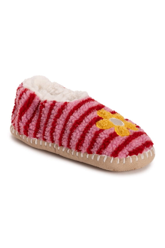 Women's Shearling Ballerina with Applique- Color Bottom