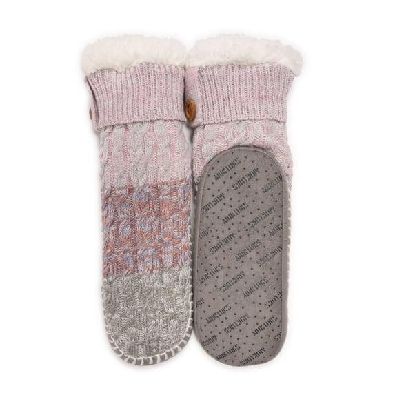 MUK LUKS Women's Short Cable Slipper Sock, 1-Pair, Sizes S/M & L/XL