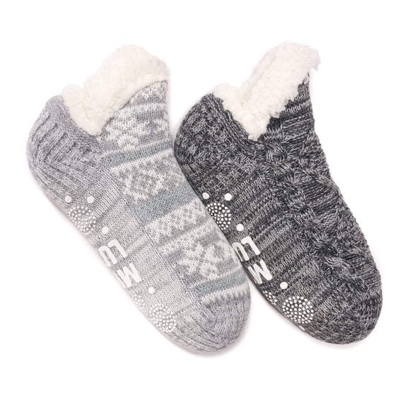 MUK LUKS Women's Shortie Cabin Socks, 2-Pack, S-M / L-XL
