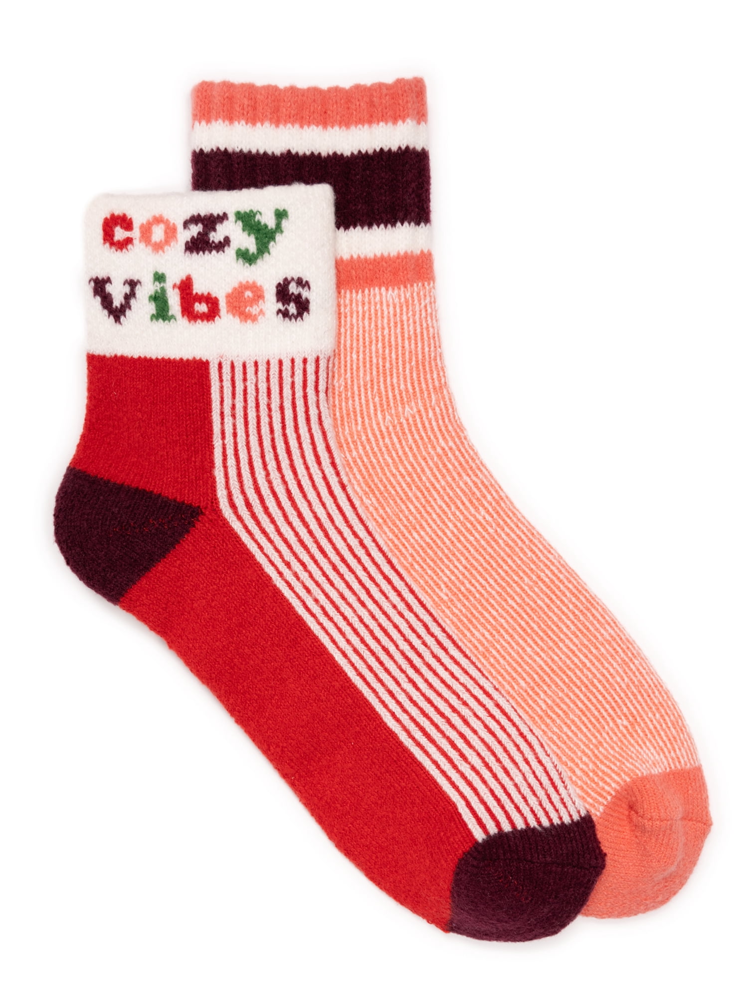 MUK LUKS Women's Shortie Lounge Crew Sock, 2-Pack, OSFM