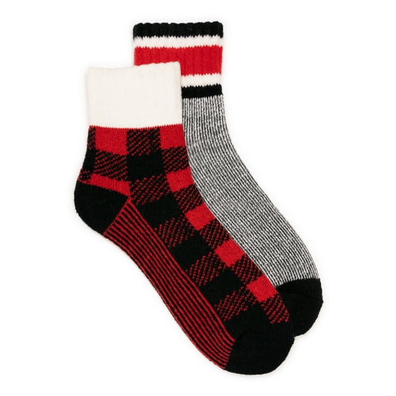 MUK LUKS Women's Shortie Lounge Crew Sock, 2-Pack, OSFM