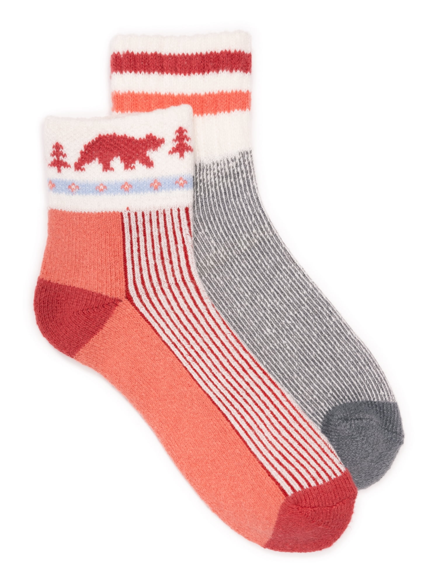MUK LUKS Women's Shortie Lounge Crew Sock, 2-Pack, OSFM